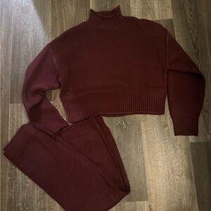 Fashion Nova Maroon Turtleneck Sweater Set